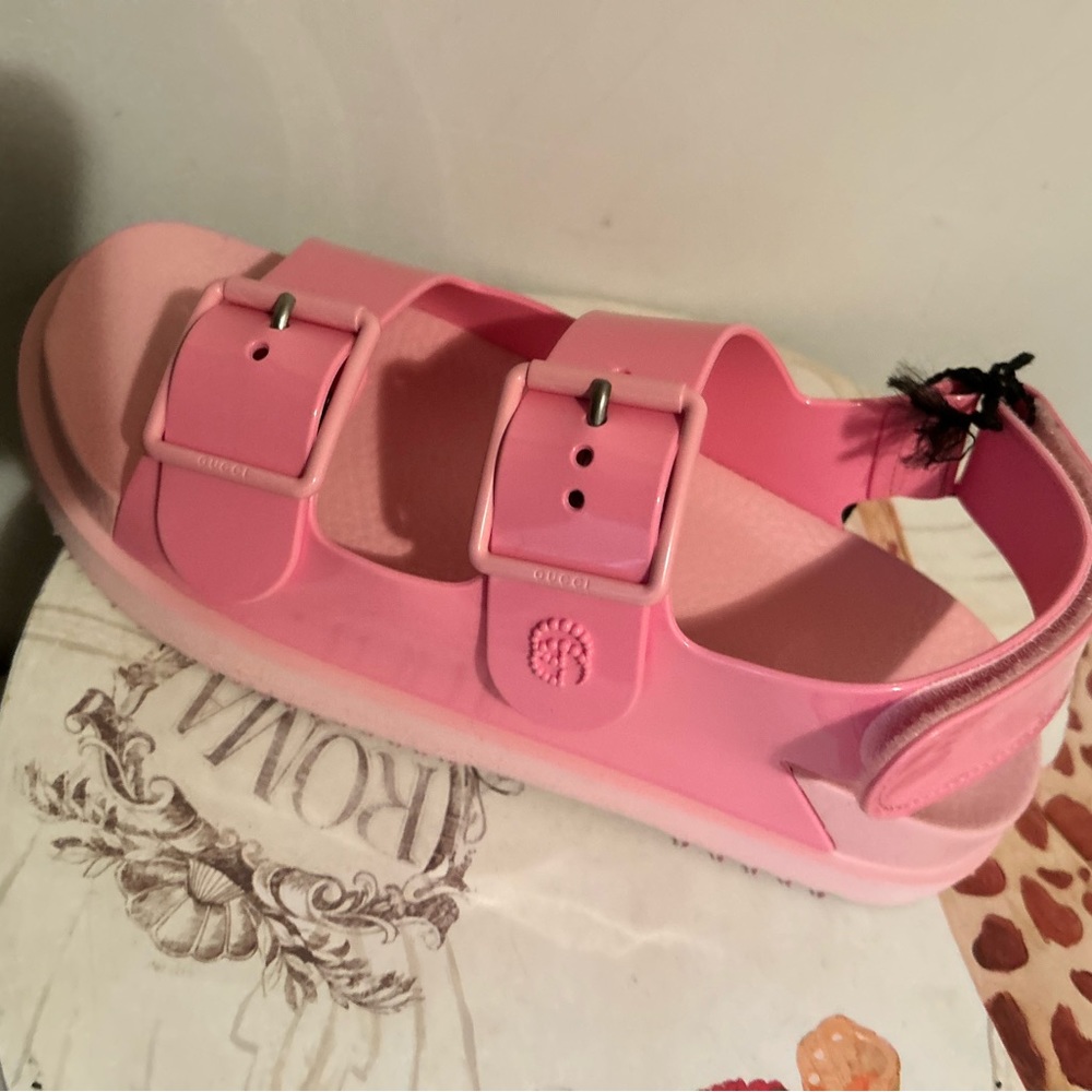 Brand new pink gucci double strap sandals